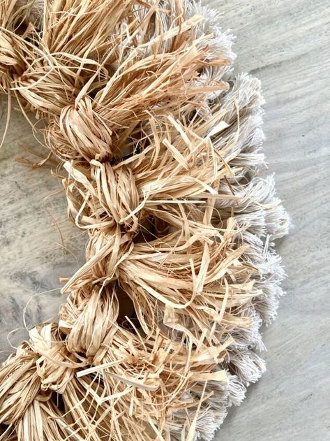 Cheap Fall Wreaths, Wire Wreath Forms Ideas, Birch Wood Wreath, Diy Neutral Fall Wreath, Fall Straw Wreath Ideas Diy, Raffia Fall Wreath, Diy Boho Door Wreath, Diy Wreath Frame How To Make, Corn Stalk Wreath Diy