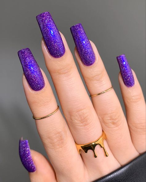 Nightmare Before Christmas Nails, Dark Purple Nails, Purple Glitter Nails, Gel Toe Nails, Purple Acrylic Nails, Organic Nails, Stiletto Nails Designs, Glitter Nail Polish, Nail Designs Glitter