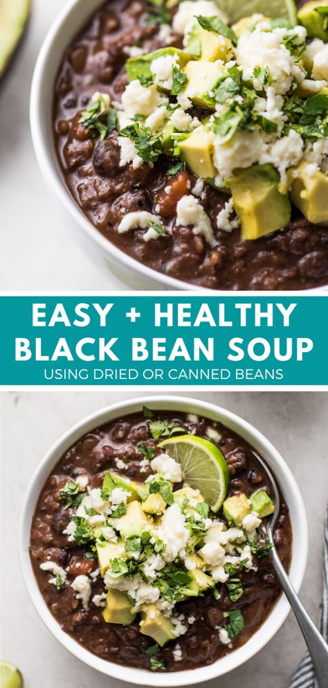 Spinach And Black Bean Recipes, High Protein Black Bean Soup, Black Bean Quinoa Soup, Black Bean Soup Dried Beans, Crock Pot Black Bean Soup, Black Bean Crockpot Recipes, Black Bean Soup Crock Pot, Crockpot Black Bean Soup, Medditeranean Diet