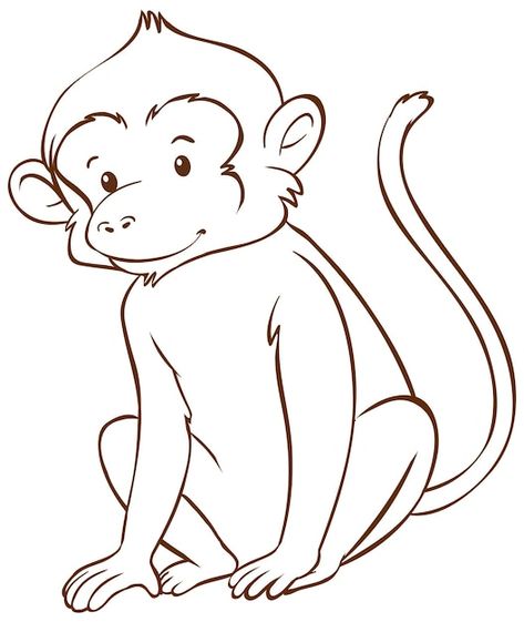 Monkey in doodle simple style on white b... | Free Vector #Freepik #freevector Monkey Outline, Doodle Simple, Line Drawing Images, Monkey Drawing, Line Art Images, Doodle Art Drawing, Canvas Drawings, Book Art Drawings, Doodle Art