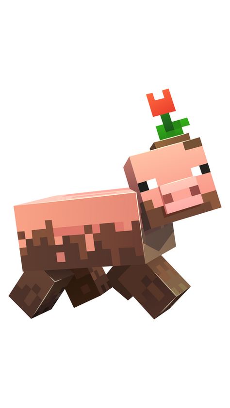 A cute pink pig decided to roll out in the mud and come to us in Minecraft sticker to please the real fans of this incredible game!. Cute Minecraft Animals, Minecraft Pig Face, Minecraft Animals, Minecraft Png, Minecraft Village Ideas, Minecraft Cookies, Minecraft Sheep, Cherry Blossom House, Minecraft Pfp