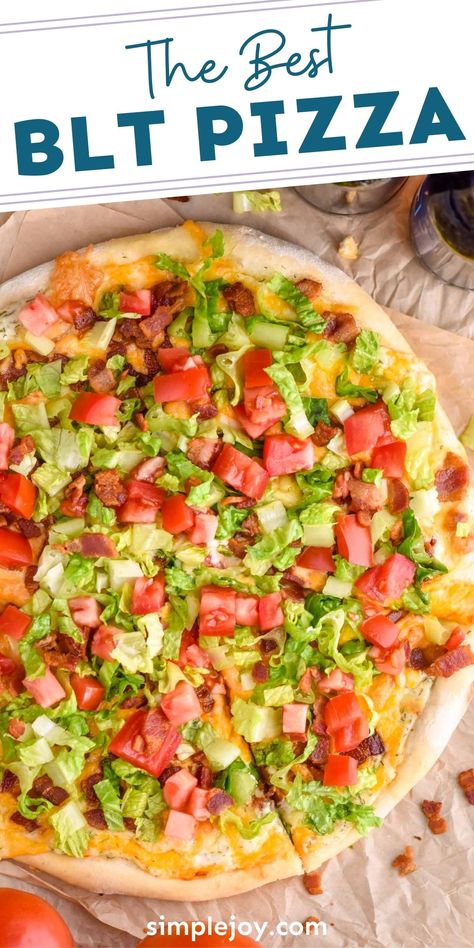 This BLT Pizza is going to become the new family favorite. It is easy to make, and with my no fail pizza dough, it is absolutely delicious in every way. Pizza Special Ideas, Homemade Blt Pizza, Happy Joes Blt Pizza Recipe, Pizza Recipes Homemade Toppings, Summer Pizza Ideas, Cool Pizza Ideas, Blt Pizza Recipe With Mayo, Crazy Pizza Ideas, Specialty Pizza Ideas