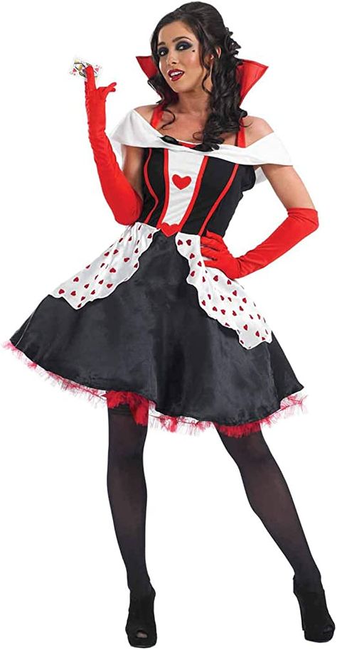 AmazonSmile: Womens Fairytale Queen Costume Adults Gown Short Hearts Dress - Large: Clothing Queen Of Hearts Fancy Dress, Plus Size Fancy Dresses, Red Queen Costume, Queen Of Hearts Halloween Costume, Karneval Diy, Queen Of Hearts Halloween, Costume Carnaval, Womens Fancy Dress, Ladies Fancy Dress