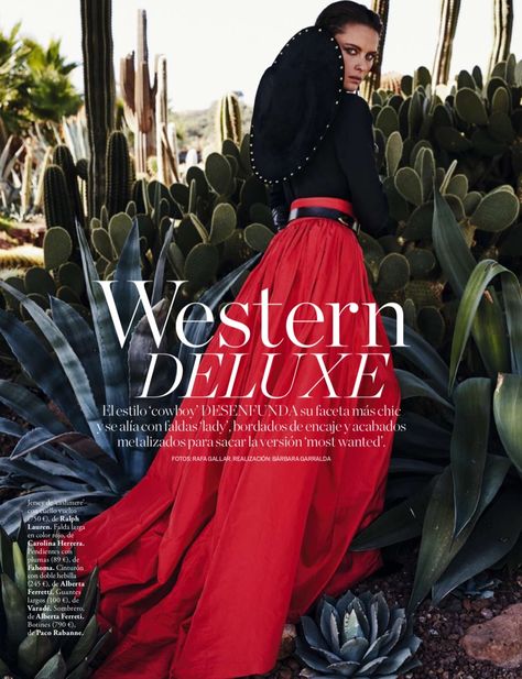 Elena Melnik Takes On the Western Trend for ELLE Spain Folk Western Outfit, Mexican Vogue, Western Fashion Editorial, Ranch Photoshoot, Western Editorial, Autumn Editorial, Marfa Tx, Holiday Magazine, Elle Spain