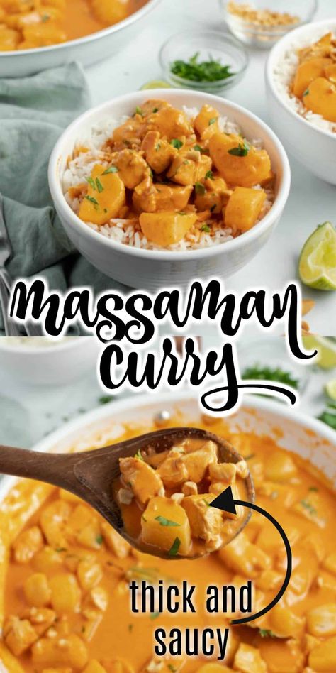 Masa Man Curry, Crockpot Massaman Curry, Massaman Curry Recipe, Chicken Massaman Curry, Thai Curry Recipe, Apple Curry, Massaman Curry Paste, Chicken Delight, Thai Curry Recipes