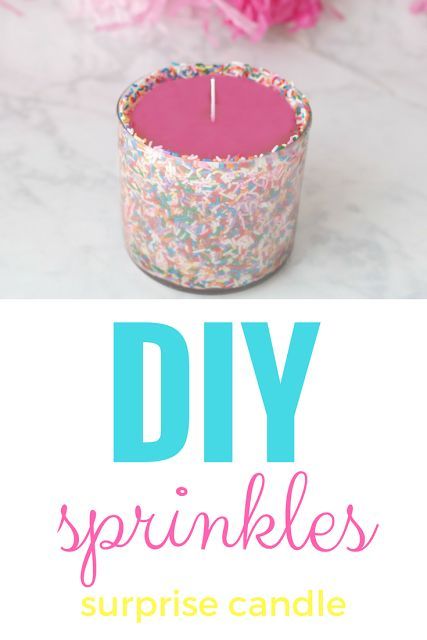 Diy Sprinkle Candle, Diy Cupcake Candle, Birthday Candles Diy, Diy Candles With Flowers, Sprinkles Candle, Diy Sprinkles, Candle Surprise, Candy Candle, Diy Candles Homemade