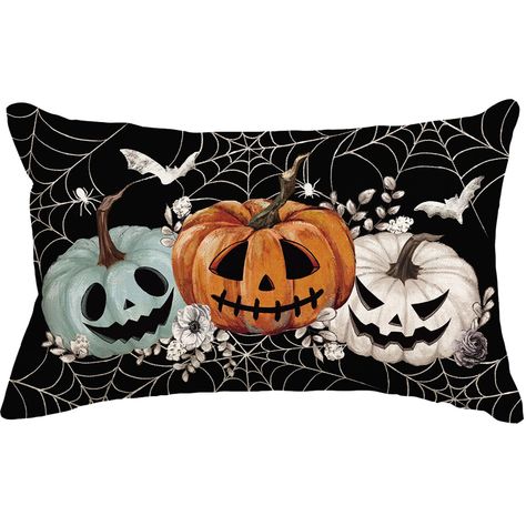 PRICES MAY VARY. 100% Polyester Fabric and Design: Lumbar throw pillow cover is made of soft canvas,comfortable to the touch. Halloween decoration pillow uses HD printing, with original aesthetic design, adding an unique spooky atmosphere to your Halloween decorations Standard Size and Invisible Zipper: The Halloween throw pillow cover is suitable for 12 x 20 or smaller pillow. As it is handmade, there'll be deviation sometimes. Lumbar pillow case uses invisible zipper side seams, easy to put on Pumpkin Spider Web, Halloween Pillow Case, Halloween Pillows Covers, Bat Pumpkin, Rustic Halloween, Halloween Pillow, Halloween Throw Pillow, Couch Decor, Pumpkin Spider