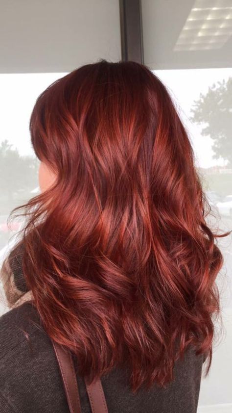 This cool toned red hair is perfect for winter and the holidays! Toned Down Red Hair, Copper Magenta Hair, Cool Winter Red Hair, Level 6 Red Hair, 2 Tone Red Hair, Level 6 Red Hair Color, Warm Tone Red Hair, Cool Toned Red Hair Color, Cool Toned Copper Hair