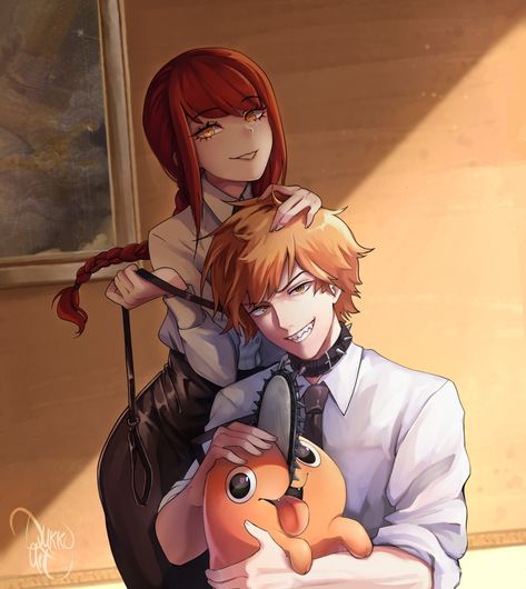 Makima And Denji Art, Makima Denji Cosplay, Denji And Makima, Makima And Denji, Chainsaw Man Denji, Denji Chainsaw Man, Video Game Anime, People Poses, Male Cosplay