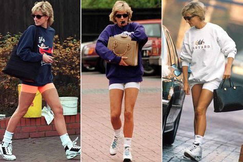 Princess Diana’s Uniform Is So Iconic, People Are Still Recreating It — Myself Included Princess Diana Athletic Style, Princess Diana Biker Shorts, Diana Biker Shorts, Princess Diana Casual, Iconic People, Tv Sport, Sports Awards, Royal Style, Katie Holmes