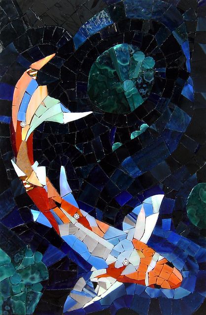 Evening Swim by Kathy Manzella Visual Art, via Flickr Sicis Mosaic, Koi Art, Mosaic Animals, Mosaic Garden Art, Art Pierre, Mosaic Art Projects, Mosaic Madness, Mosaic Stained, Painting Pictures