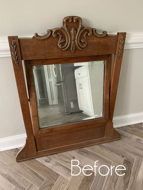 What To Do With Old Mirrors Ideas, Antique Dresser Mirror Repurpose, Old Dresser Mirror Ideas Repurposed, How To Decorate A Mirror, Old Mirrors Repurposed, Dresser Mirror Makeover, Dresser Mirror Ideas, Dresser Mirror Repurposed, Old Mirror Makeover