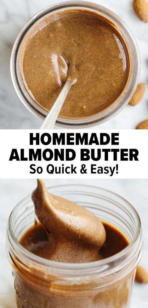 Homemade Almond Butter Recipe, Nut Butter Recipes, Homemade Almond Butter, Homemade Nut Butter, Raw Almond Butter, Almond Butter Recipes, Raw Almonds, Nut Butters, Roasted Almonds