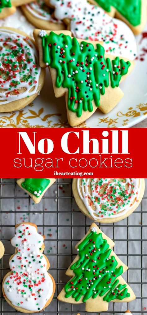 No Chill Sugar cookies are the easiest sugar cookies to make! This quick, one-bowl sugar cookie recipe makes cookies that are ready in just 20 minutes! Sugar Cookies No Chill, Chill Sugar Cookie Recipe, No Chill Sugar Cookies, Cookies No Chill, Sugar Cookie Recipe No Chill, Chocolate Marshmallow Cookies, Salted Caramel Pretzels, Chocolate Chip Shortbread Cookies, Salted Caramel Mocha