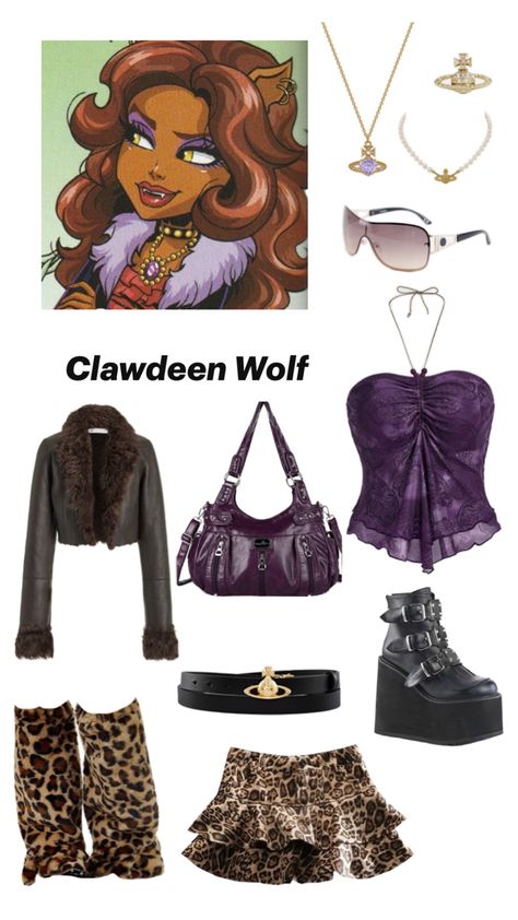 Series/Movie: Monster High Character: Clawdeen Wolf Cléo And Clawdeen Costume, Dracula And Clawdeen Halloween Costume, Mysterious Halloween Costumes, Halloween Colors Outfit, Clawdeen Halloween Outfit, Gothic Characters Movies, Monsters High Characters, Clawdeen Wolf And Draculaura Costume, Howleen Wolf Costume