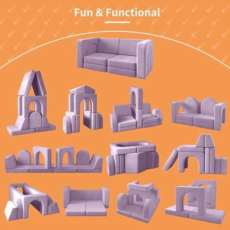 Toddler Couch, Toddler Sofa, Fold Out Couch, Kids Forts, Play Couch, Kids Couch, Playroom Bedroom, Lounge Couch, Toddler Playroom