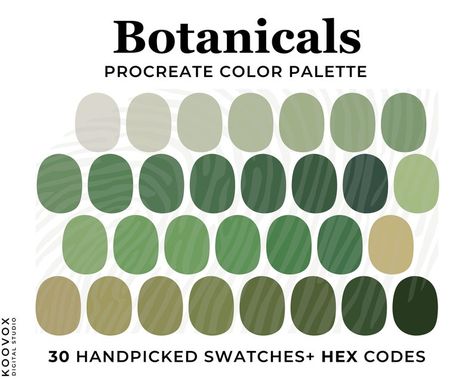 Sage Green Color Palette for Procreate, Procreate Swatches, olive color palette HEX Code, Green Color Scheme, Botanical Green Color Palette for Procreate, Procreate swatches, HEX Codes, Procreate Palette, Green taupe beige, Neutral Nature Color Scheme Drawing Succulents, Sage Green Color Palette, Procreate Tools, Sage Color Palette, Color Palette For Procreate, Procreate Palette, Procreate Color Palette, Green Color Palette, Cactus Illustration