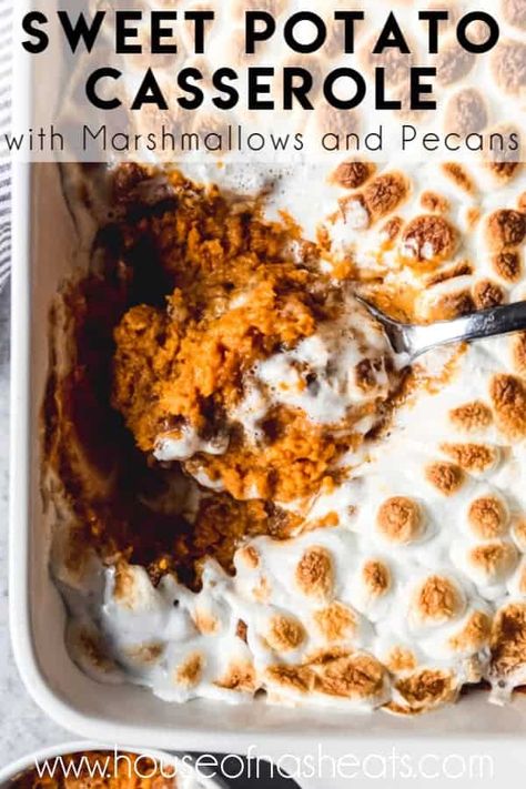 Sweet Potato Casserole with Marshmallows Thanksgiving Sweet Potato Casserole, Sweet Potato Casserole With Marshmallows, Vegan Sweet Potato Casserole, Best Sweet Potato Casserole, Sweet Potato Thanksgiving, Sweet Potato Casserole Easy, Sweet Potato Recipes Casserole, Recipes With Marshmallows, Vegan Sweet Potato