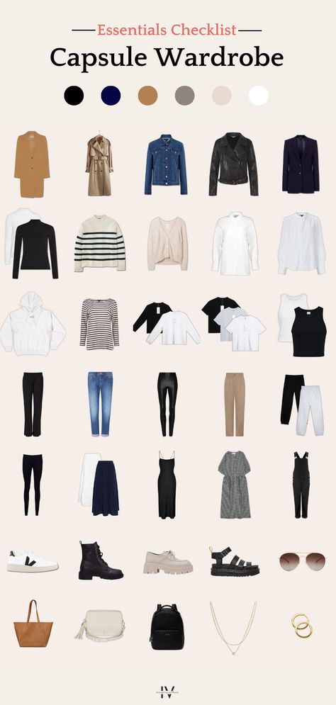 Want to reduce decision fatigue and always look effortlessly put together? 🙋‍♀️ Discover the foundational pieces you'll never regret investing in with my Capsule Wardrobe Essentials Checklist! Find out where to shop and download your free style guide for outfit inspiration. 🤍 Fashion Categories List, Capsule Wardrobe 2025, Staple Pieces For Wardrobe, Collage Essentials, Timeless Wardrobe Essentials, Capsule Wardrobe 2020, Marvel Inspired Outfits, Ultimate Capsule Wardrobe, Essentials Checklist