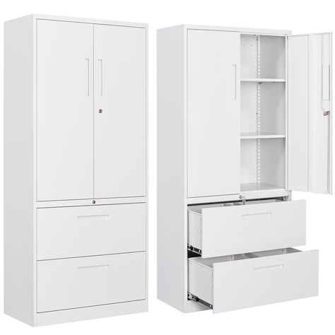 PRICES MAY VARY. 【HIGH QUALITY MATERIAL】The metal cabinet is integrally formed, using heavy-duty cold-rolled steel plate, the entire metal frame is thickened, more durable, each shelf has a carrying capacity of up to 180 pounds, sturdy and not easy to deform, use with confidence, the metal surface is environmentally friendly and harmless powder coating, easy to clean, prevent Scratch and rust Affordable Home Furniture, Amazon Home Storage, Cricut Cabinet, Home Office Storage Cabinets, Metal Display Cabinet, Craft Cabinets, Office Storage Ideas, Old House Decorating, Storage Cabinets With Doors