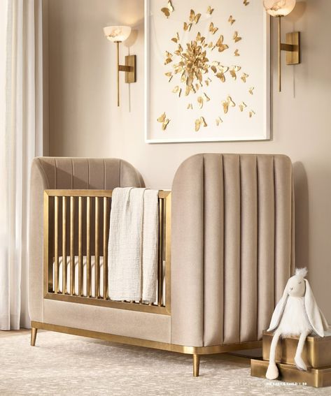 RH Source Books RH Baby & Child 58 Rh Bedroom, Upholstered Crib, Luxury Baby Crib, Restoration Hardware Baby, Rh Baby, Nursery Style, Kids Interior, Baby Bedroom, Luz Natural