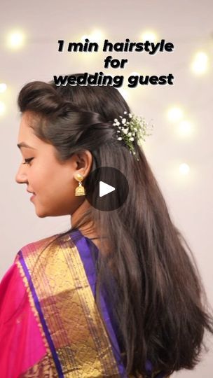 Hairstyle For Party Wear Saree, Nayanthara Hairstyle Simple, Indian Wedding Hairstyles For Straight Hair, How To Hairstyles, Saree Hairstyles Simple Open Hair, Simple Hairstyle For Saree, Nayanthara Hairstyle, Winter Hairstyle, Easy Bun Hairstyles For Long Hair