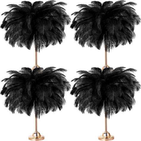 PRICES MAY VARY. Meet Using Needs: you will receive 120 pieces of ostrich feathers bulk in black color about 14-16 inches/ 35-40 cm, sufficient quantity and large size can meet your decorating and crafting needs in daily life Apply for: decorative feathers are nice for many occasions, such as themed weddings, table centerpieces, parties, cake tops, masquerade party decorations, family gatherings, festivals, photography, concerts, stages Natural Ostrich Feathers Adopted: feather trims are made of Old Hollywood Party Theme Decoration, Nola Theme Party, New Orleans Decorations, New Orleans Party Decorations, Elegant New Years Eve Party Decorations, Black And Gold Theme Quinceanera, 1920s Table Decor, The Great Gatsby Party Theme Decoration, Masquerade Table Centerpieces