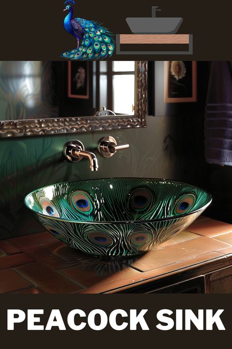 Transform your bathroom into a luxurious sanctuary with stunning peacock-inspired sinks! 🦚✨ Elevate your space with regal elegance. #PeacockSinks #LuxuryBathrooms #OpulentDecor #HomeInspiration Peacock Bathroom Ideas, Peacock Bathroom, Elegant Bathrooms, Decor For Bathroom, Regal Elegance, Peacock Decor, Luxurious Bed, Water Solutions, Elegant Bathroom