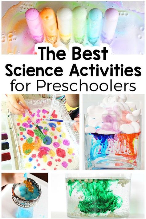 These science activities for preschoolers are sure to be a hit! From science experiments to sensory explorations to STEAM activities, plan your science lessons with these hands-on activities! Discovery Science Activities, Easy Science Lessons For Preschool, Science Center Preschool Activities, Pre K Activities Science, Early Years Science Experiments, September Science Experiments Preschool, Prek Class Activities, Two Year Old Science Activities, Pre K Project Ideas