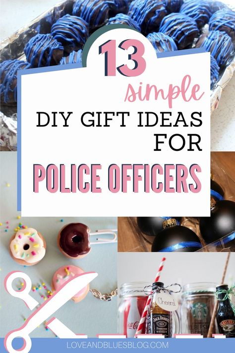 These are GREAT DIY gift ideas for police officers... seriously! I love DIY gifts and couldn't find any I liked for my officer husband. I want to try all these! Security Officer Appreciation Gifts, Christmas Gifts For Police Officers Diy, Gift Ideas For Police Officers, Resource Officer Appreciation Ideas, Gifts For Law Enforcement, Police Officer Gifts Diy, Retirement Party Ideas For Police Officers, Police Ornaments Diy, Officer Appreciation Ideas