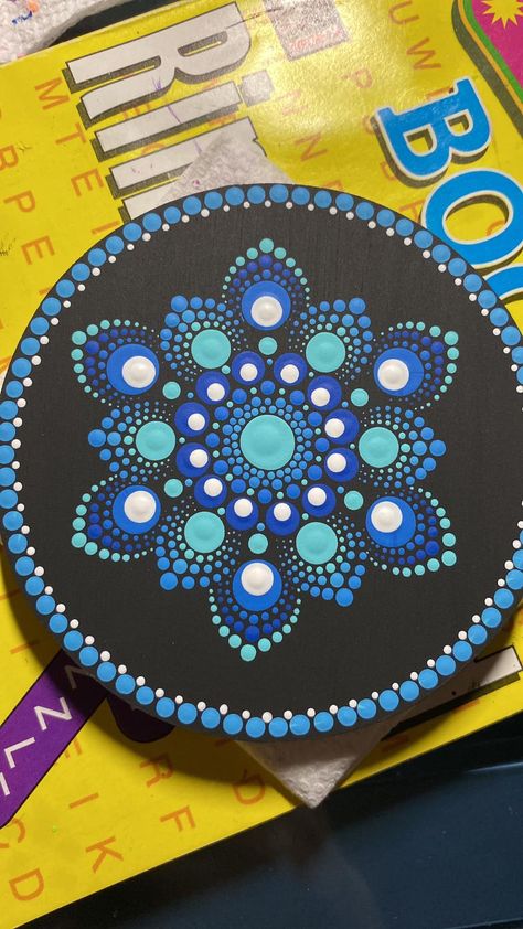 Dot Mandalas for Beginners | Finished this up Dot Paint Mandala, Dot Mandala Beginner, Dot Mandala Art Easy, Dot Mandala For Beginners, Mandala Rocks For Beginners, Easy Dot Mandala Patterns, Easy Dot Mandala Art For Beginners, Dot Mandala Easy, Beginner Mandala Dot Painting