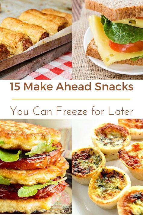 15 Make Ahead Snacks You Can Freeze for LaterPrep now, chill later! Quick Make Ahead Snacks, Dinner To Freeze Make Ahead, Freezable School Lunches, Lunch Ideas Freezable, Make Ahead Snacks To Freeze, Freeze Ahead Snacks, Freeze Ahead School Lunches, Freezer Friendly Snacks, Freezer Snacks Make Ahead