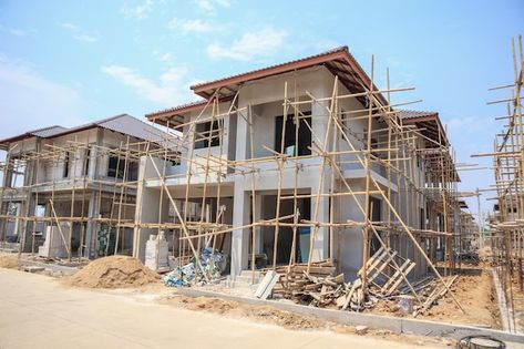 Premium Photo | House under construction with autoclaved aerated concrete block structure at building site Autoclaved Aerated Concrete, Construction Images, House Under Construction, Luxury Living Room Decor, Base Building, Building Site, Construction Firm, Life Vision, Residential Construction