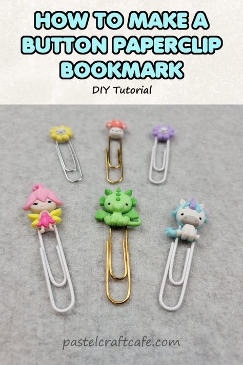 Button Bookmarks Diy, Hidden Paper Clip Bookmarks, How To Make Paper Clip Bookmarks, Diy Bookmark With Charm, Large Paper Clip Bookmarks, Diy Paper Clip Bookmarks, Kids Bookmark Craft, Diy Bookmarks To Sell, Beaded Paperclips