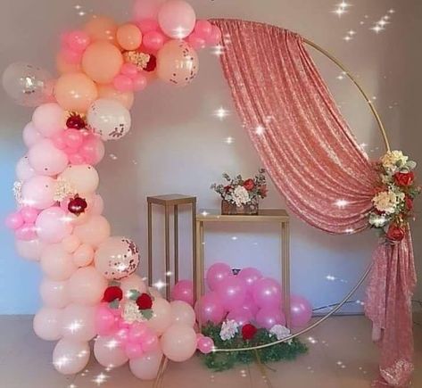 Round Backdrop Ideas, Balloon Design For Birthday, Classy Decorations, Baby Pink Wedding, Party Balloons Diy, Balloon Arch Decorations, Birthday Background Design, Mothers Day Balloons, Birthday Decorations At Home