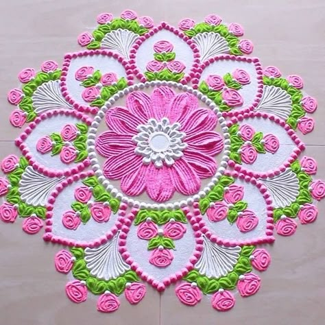 Diwali Rangoli Latest Designs, Diwali Rangoli Krishna, Rangoli Colour Combination, Indian Rangoli Designs Festivals, Quick Rangoli Designs, Beautiful Rangoli Designs Latest, Finger Tricks, Best Rangoli Designs, Traditional Rangoli Design