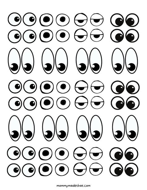 Printable Eyes Nose And Mouth, Cartoon Eyes Template Free Printable, Free Printable Faces, Eyes Clipart Free Printable, Printable Eyes Templates, Eyes Template Free Printable, Funny Eyes Drawing, Printable Eyes For Crafts, Eye Template Free Printable