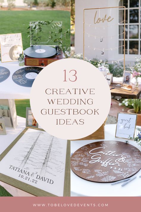 Make your wedding day even more special with these 13 creative guest book alternatives! From Polaroid to puzzle guestbooks, you'll find unique and interactive ways to capture your guests' messages and memories. Create a keepsake that you can cherish for years to come and say goodbye to the traditional guest book! Creative Wedding Guest Book Ideas Unique, Ideas For Guests To Sign At Wedding, Original Wedding Guest Book Ideas, Wedding Ideas For Guests To Sign, Unique Wedding Ideas Reception Creative Guest Book Alternatives, Wedding Guest Wishes Ideas, Wedding Cool Ideas Creative, Wedding Messages Ideas, Creative Wedding Guest Book Unique