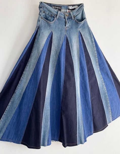 Diy Demin Skirts, Jeans Skirt Upcycle, Jeans Into Long Skirt, Upcycled Skirts Diy, Upcycle Mens Shirts, Sewing Your Own Clothes Beginners, Denim Skirt Pattern Sewing, How To Make Skirt From Jeans, Jeans To Skirt Diy