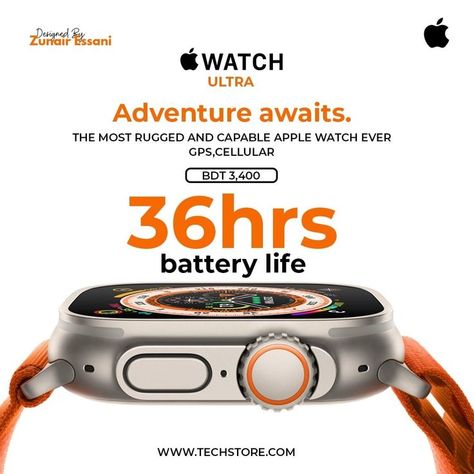 Apple Watch Ultra Social Media Post Watch Social Media Post, Ui Ux Designer, Ux Designer, Apple Watch Ultra, Watch Ultra, Instagram Design, Graphic Design Portfolio, Photoshop Tutorial, Post Design