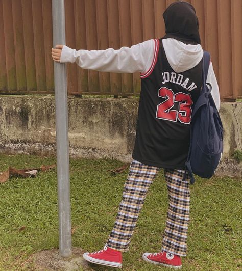 Outfit details: -white hoodie from 7 dayz -Michael Jordan jersey from local shop -long pants from local shop -Converse High from Converse -backpack from Adidas Converse Backpack, Basketball Outfit, Michael Jordan Jersey, Jordan Jersey, Basketball Clothes, Local Shop, Jordan 23, Converse High, White Hoodie