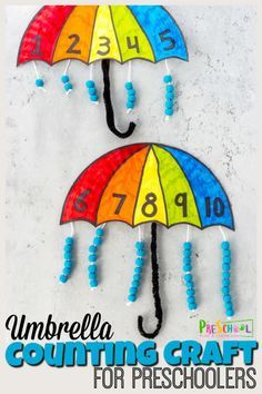 Counting Craft, Weather Activities Preschool, Number Crafts, Spring Arts And Crafts, Spring Crafts Preschool, Umbrella Craft, Prek Crafts, Weather Crafts, K Crafts