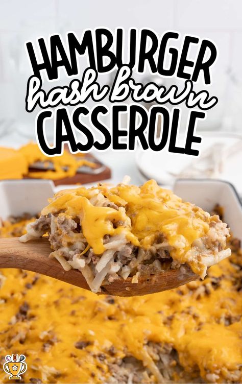 Enjoy a comforting Hamburger Hash Brown Casserole with cheesy hash browns, savory ground beef, and easy steps for a perfect weeknight dinner! Hamburger Hash Brown Casserole, Hamburger Hashbrown Casserole, Hamburger Hashbrown, Hamburger Hash, Campbells Soup Recipes, Hashbrown Casserole Recipe, Ground Recipes, Ground Beef Casserole Recipes, Hashbrown Casserole