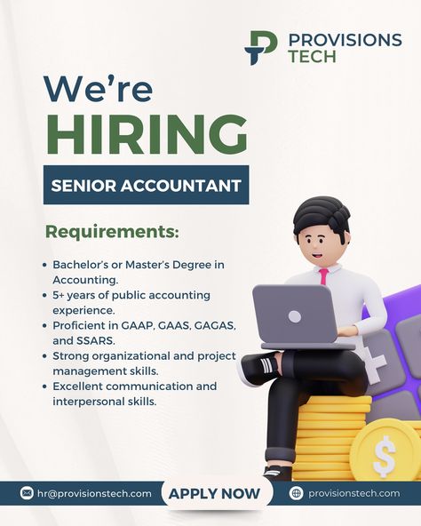 📢 Job Opening: Senior Accountant Location: Camp Hill, PA (Hybrid) Type: Full-time About the Role: We are seeking a skilled Senior Accountant to join our team. In this position, you will be responsible for overseeing complex accounting and audit assignments while ensuring accuracy and adherence to established standards. Key Responsibilities: • Oversee complex accounting and audit assignments, ensuring accuracy and timeliness. • Review engagements and apply GAAP, GAAS, GAGAS, and SSARS sta... Senior Accountant, Interpersonal Skills, Masters Degree, Join Our Team, We're Hiring, Management Skills, Job Opening, Project Management, Full Time