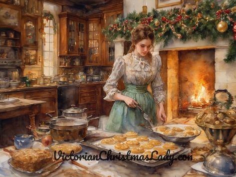 Vintage Christmas Images Victorian, Victorian Christmas Aesthetic, Little Women Christmas, Regency Christmas, Christmas Imagery, Making Christmas Cookies, Victorian Style Christmas, Kitchen Maid, Winter Christmas Scenes