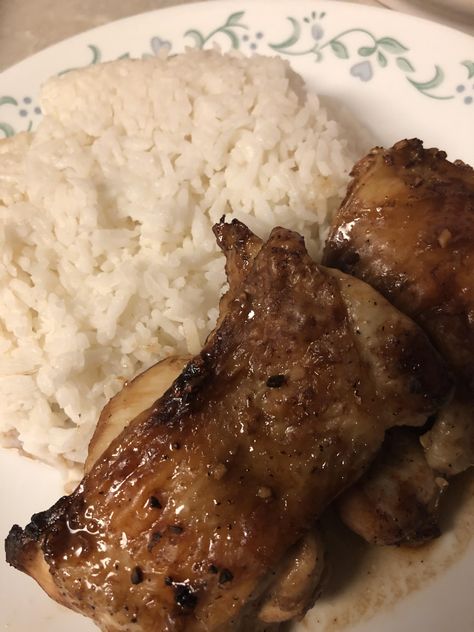 [Homemade] Chicken adobo with rice Adobo With Rice, Adobo Rice, Pork Steak Recipe, 11 Aesthetic, Chicken Adobo, Rice Food, Pork Steak, Adobo Chicken, Be Irresistible