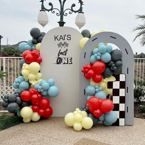 Kai’s Fast One 🏎️🏁littles dudes first birthday set up 🏁 #ocparty #ocpartyrentals #balloongarland #balloondecorations #boysbirthday… | Instagram First Ride Birthday, Fast One Backdrop, Fast One Theme Birthday, 1st Lap Birthday, Fast One Birthday Party Decorations, One Fast Birthday, Fast 1 Birthday Party, Fast One Birthday, First Lap Birthday Party