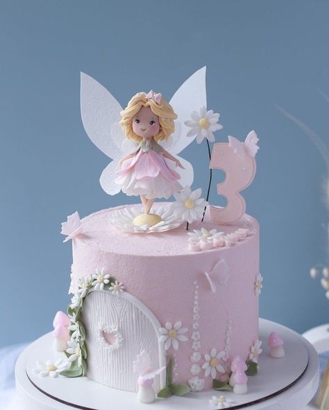 Fairy Princess Cake, Baby 1st Birthday Cake, Bolo Rapunzel, Fairy Birthday Cake, Pink Cakes, Butterfly Birthday Cakes, Baby First Birthday Cake, Princess Birthday Cake