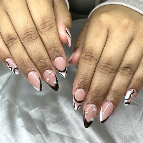 Minimal line work abstract black and white nail art Abstract Line Nail Art, Black And White Nail, Black And White Nail Art, Line Nail Art, Abstract Black And White, Lines On Nails, White Nail Art, White Nail, Line Work