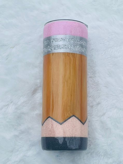 Pencil Wood Grain Glitter Tumbler | Personalized Tumblers Vinyl Chaos Design Co. Quote Font, Family Decals, Short Quote, Fishing Decals, Monogram Tumbler, Teacher Tumbler, Funny Decals, Glitter Tumblers, Vinyl Gifts